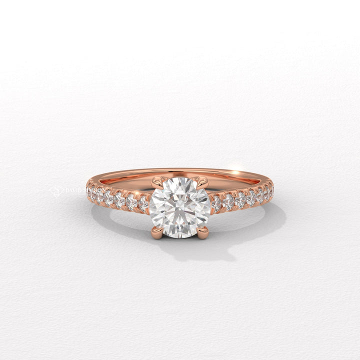 1.0CT-2.0CT Round Moissanite Diamond Pave Engagement Ring