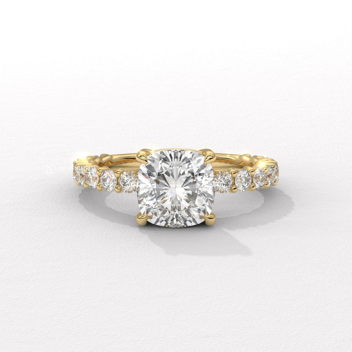 1.50CT-2.50CT Cushion Moissanite Diamond Pave Engagement Ring