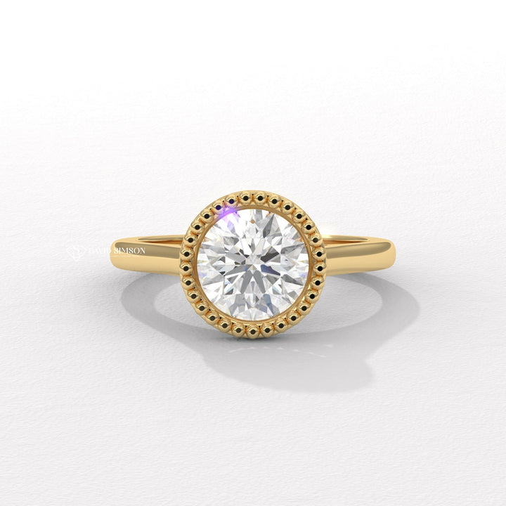 2.0CT-4.0CT Bezel Set Round Moissanite Diamond Vintage Engagement Ring