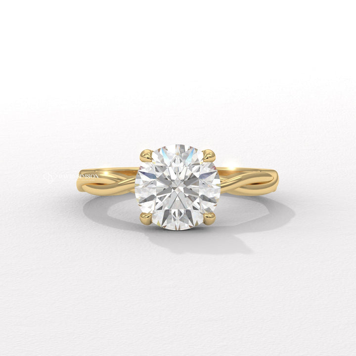 2.50CT-3.50CT Round Moissanite Diamond Twisted Engagement Ring