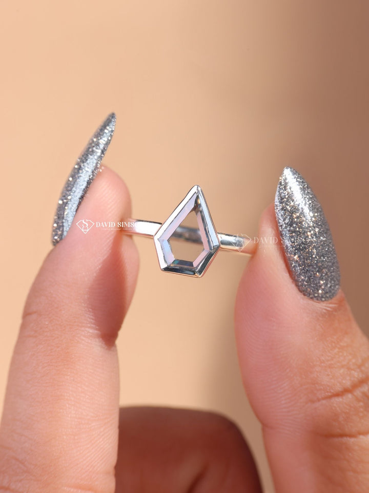 2.0CT-3.0CT Portrait Cut Moissanite Black Diamond Engagement Ring