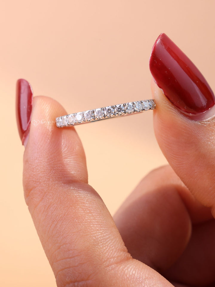Round Cut Diamond Half Eternity Wedding Stacking Band