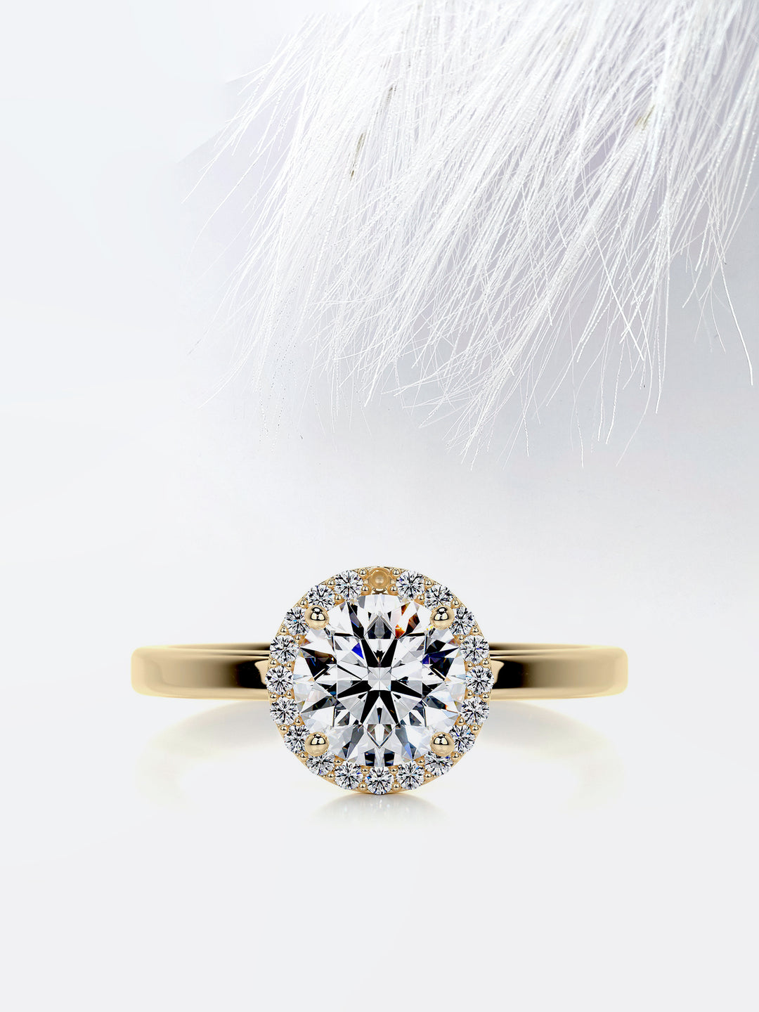1.0CT Round Cut Moissanite Halo Diamond Engagement Ring