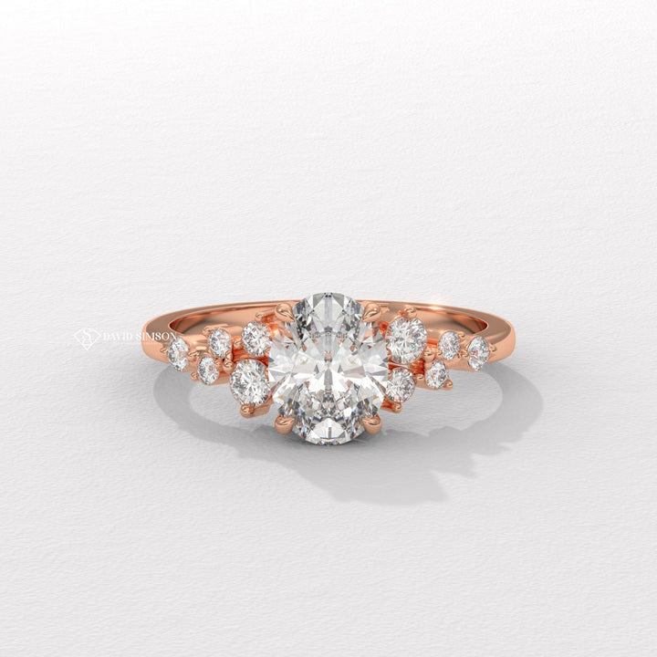 1.50CT-2.50CT Oval Moissanite Diamond Cluster Engagement Ring