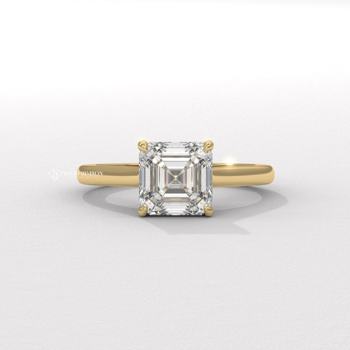 2.50CT-3.50CT Asscher Moissanite Diamond Bridge Set Engagement Ring