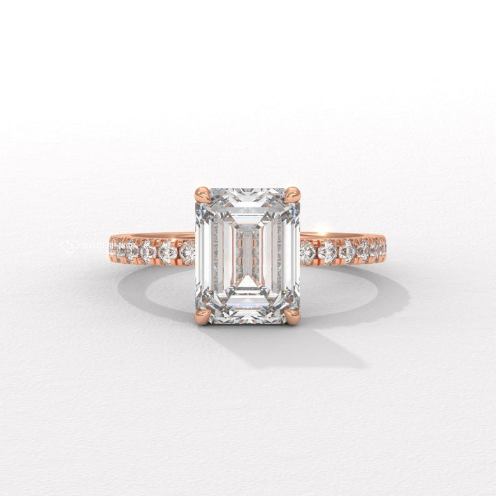 3.0CT-4.0CT Emerald Moissanite Diamond Hidden Halo Engagement Ring