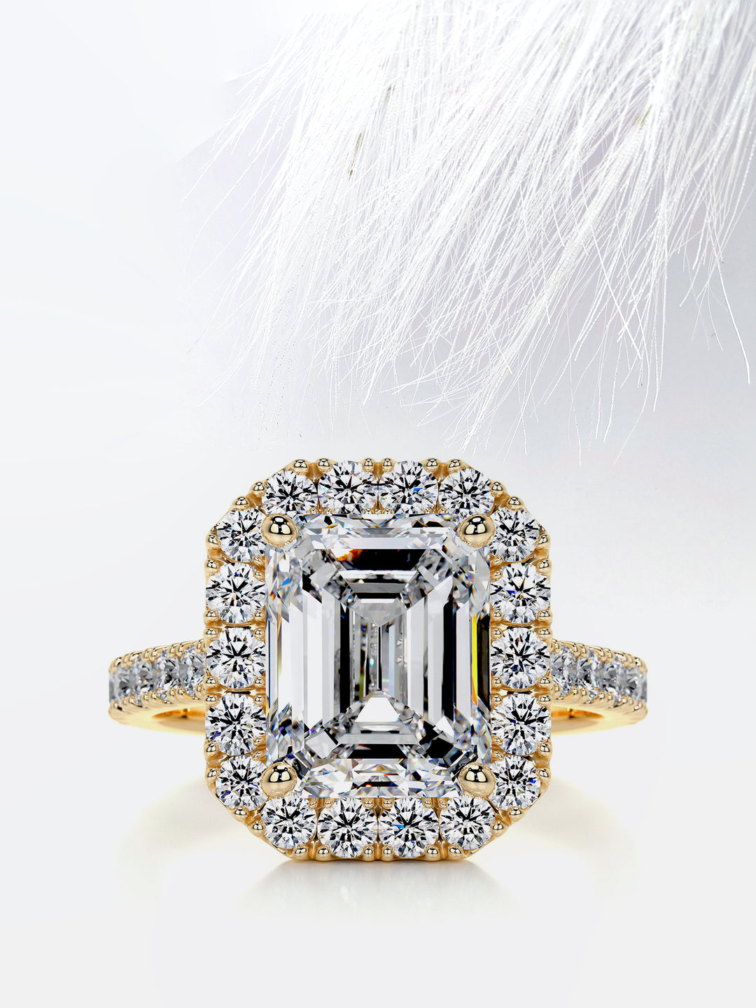 3.50CT Emerald Cut Halo Moissanite Diamond Engagement Ring