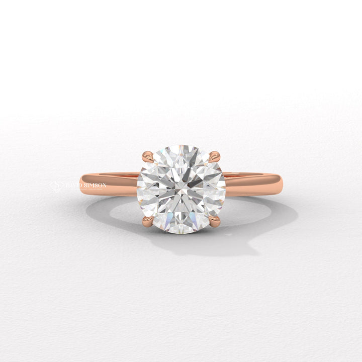 2.0CT-3.0CT Round Moissanite Diamond Hidden Halo Bridge Set Engagement Ring