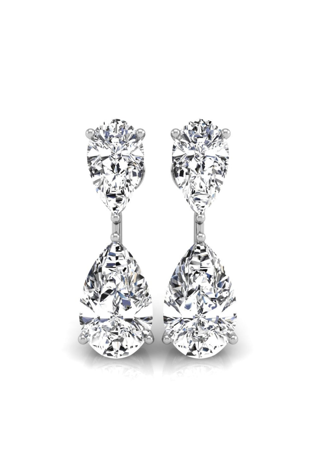 Pear Cut Moissanite Two Stone Diamond Earrings for Her