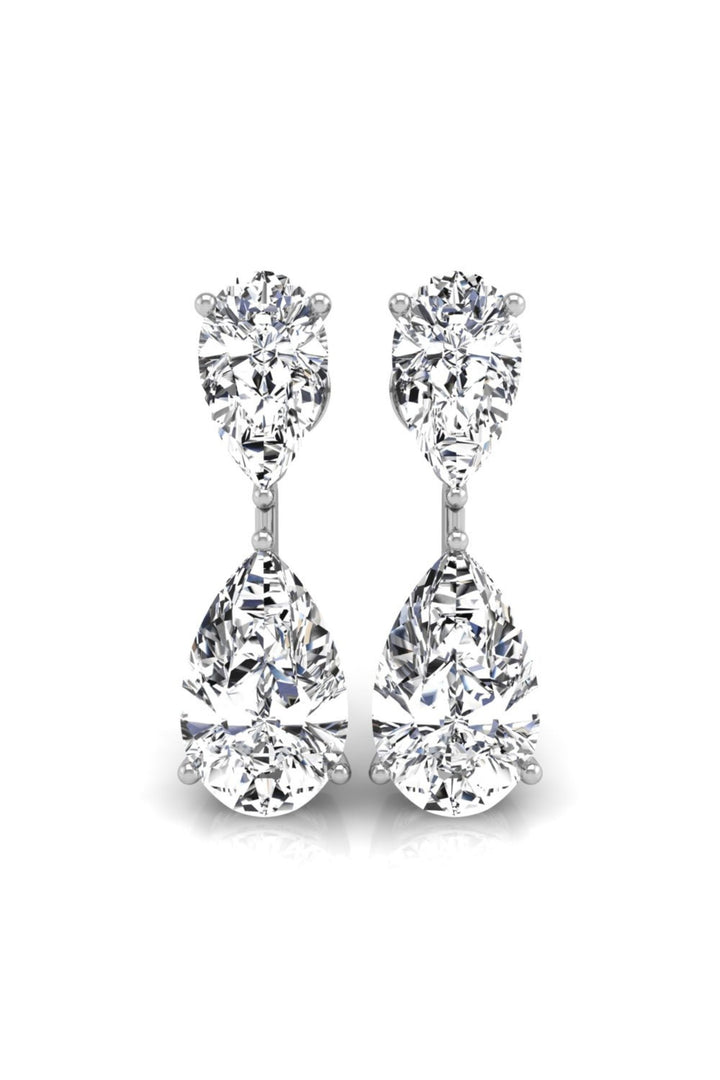 Pear Cut Moissanite Two Stone Diamond Earrings for Her