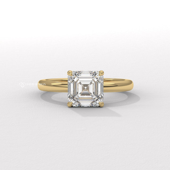 2.0CT-3.0CT Asscher Moissanite Diamond Hidden Halo Engagement Ring