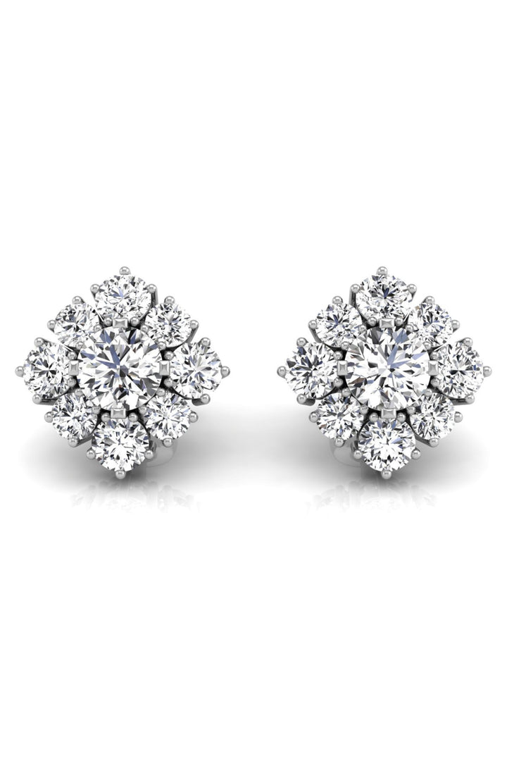 Round Cut Unique Halo Moissanite Diamond Earrings for Women