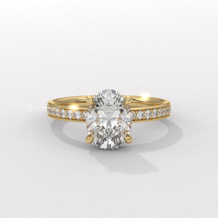 2.50CT-3.50CT Oval Moissanite Diamond Channel Set Pave Engagement Ring