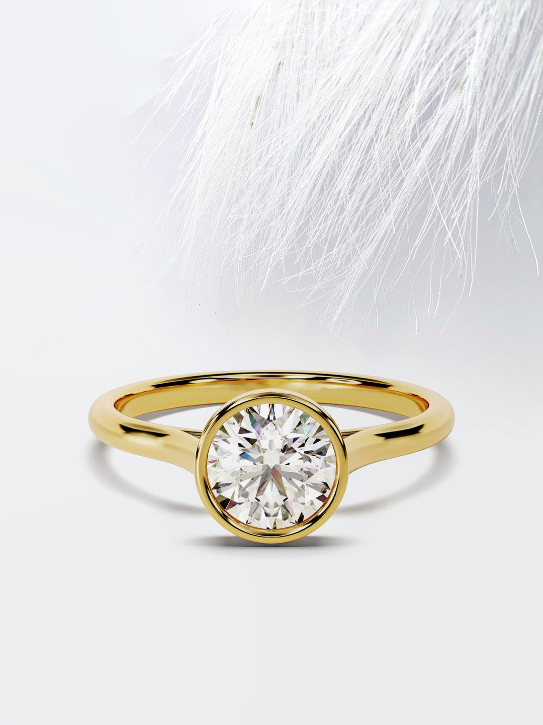 1.0CT Round Cut Moissanite Bezel Set Diamond Engagement Ring