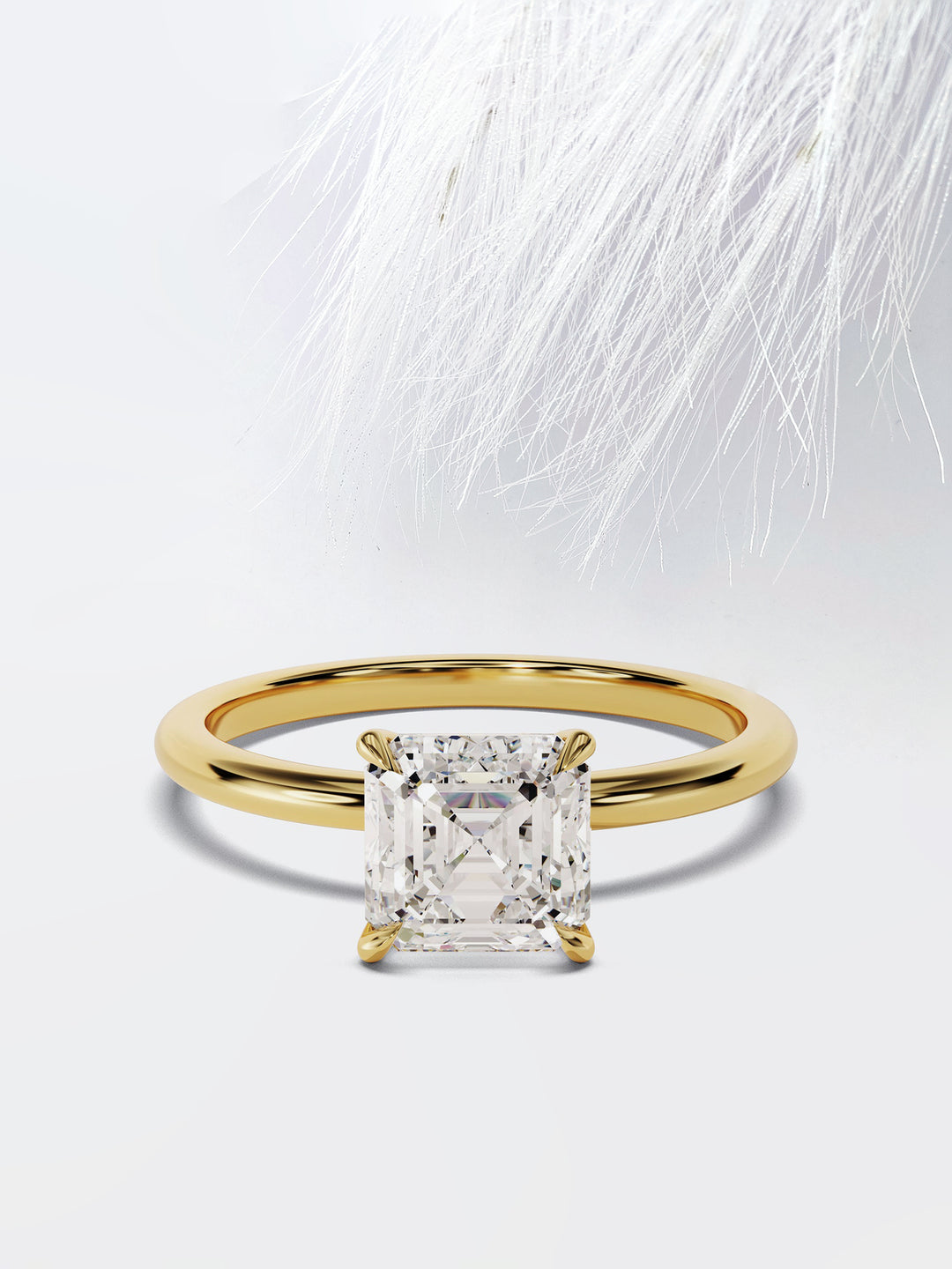1.50CT Asscher Cut Moissanite Diamond Solitaire Engagement Ring