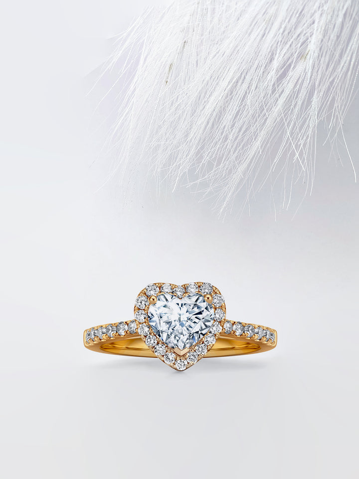 0.23CT Heart Shape Halo Moissanite Diamond Engagement Ring