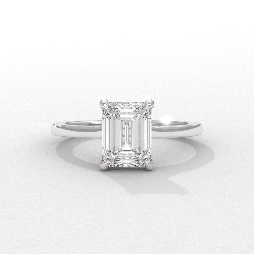 2.0CT-3.0CT Emerald Moissanite Diamond Hidden Halo Engagement Ring