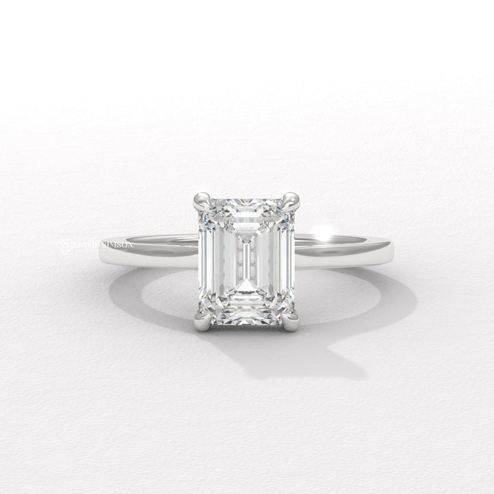 2.0CT-3.0CT Emerald Moissanite Diamond Hidden Halo Engagement Ring