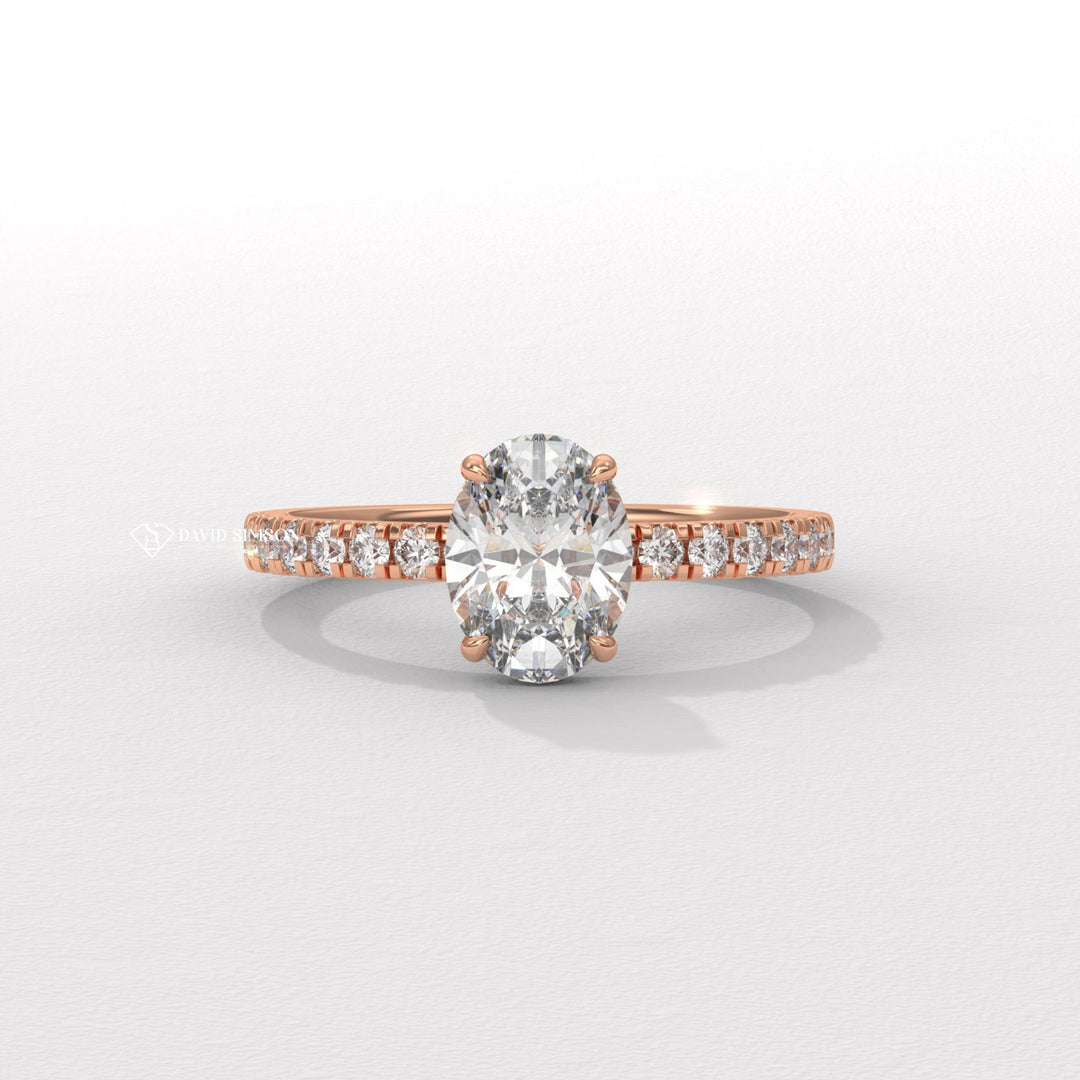 2.0CT-3.0CT Oval Moissanite Diamond Hidden Halo Engagement Ring