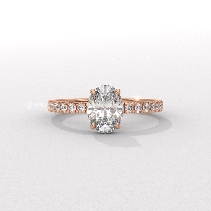 2.0CT-3.0CT Oval Moissanite Diamond Hidden Halo Engagement Ring