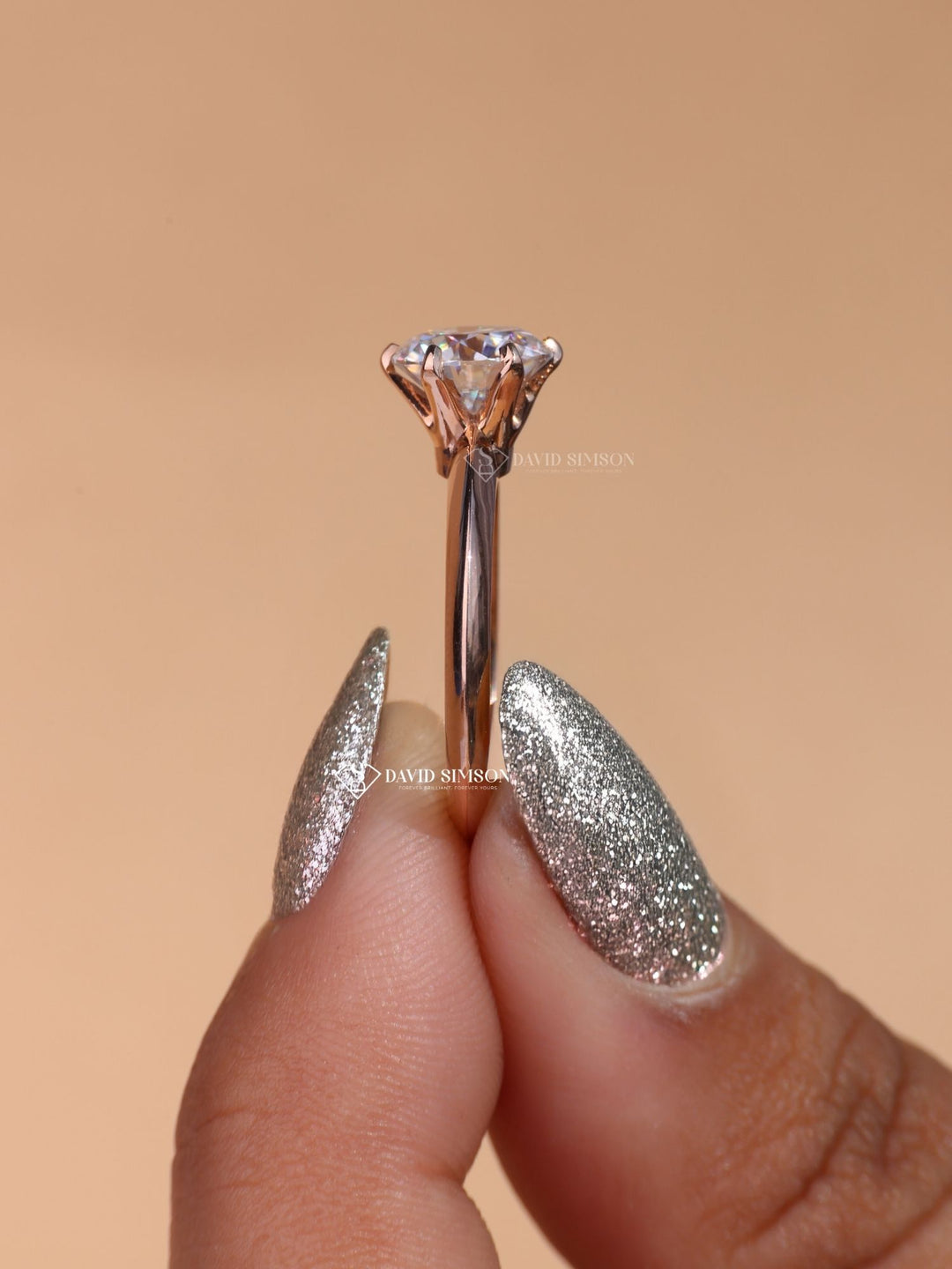 1.50CT-2.50CT Round Cut Moissanite Diamond Solitaire Engagement Ring