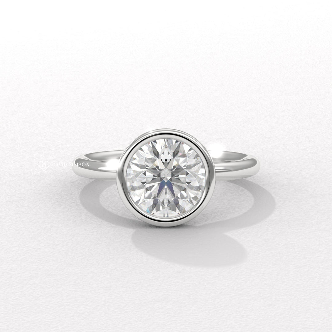 3.0CT-5.0CT Bezel Set Round Moissanite Diamond Engagement Ring