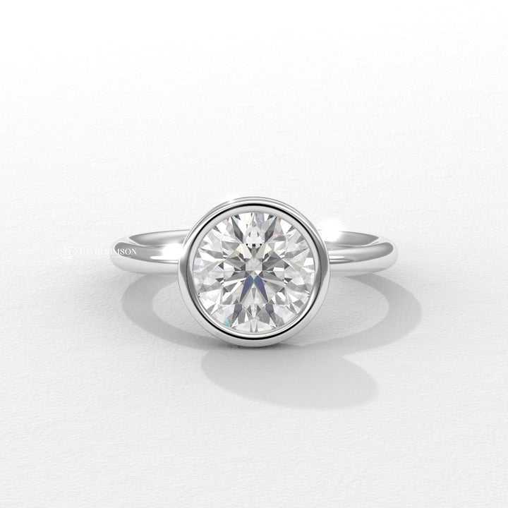 3.0CT-5.0CT Bezel Set Round Moissanite Diamond Engagement Ring