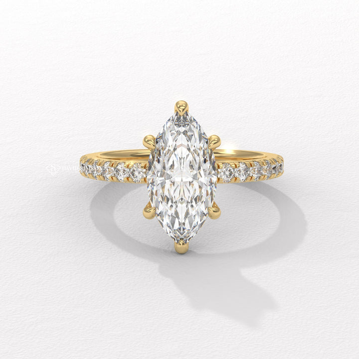 2.0CT-3.0CT Marquise Hidden Halo Moissanite Diamond Engagement Ring