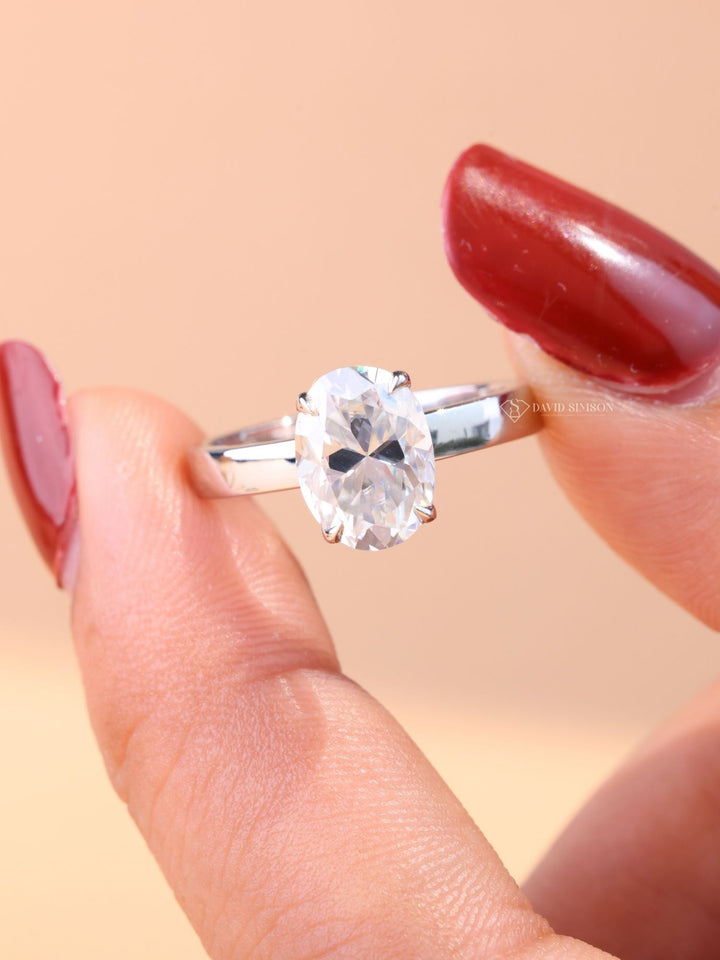 1.50CT-2.50CT Oval Cut Moissanite Diamond Thick Band Engagement Ring