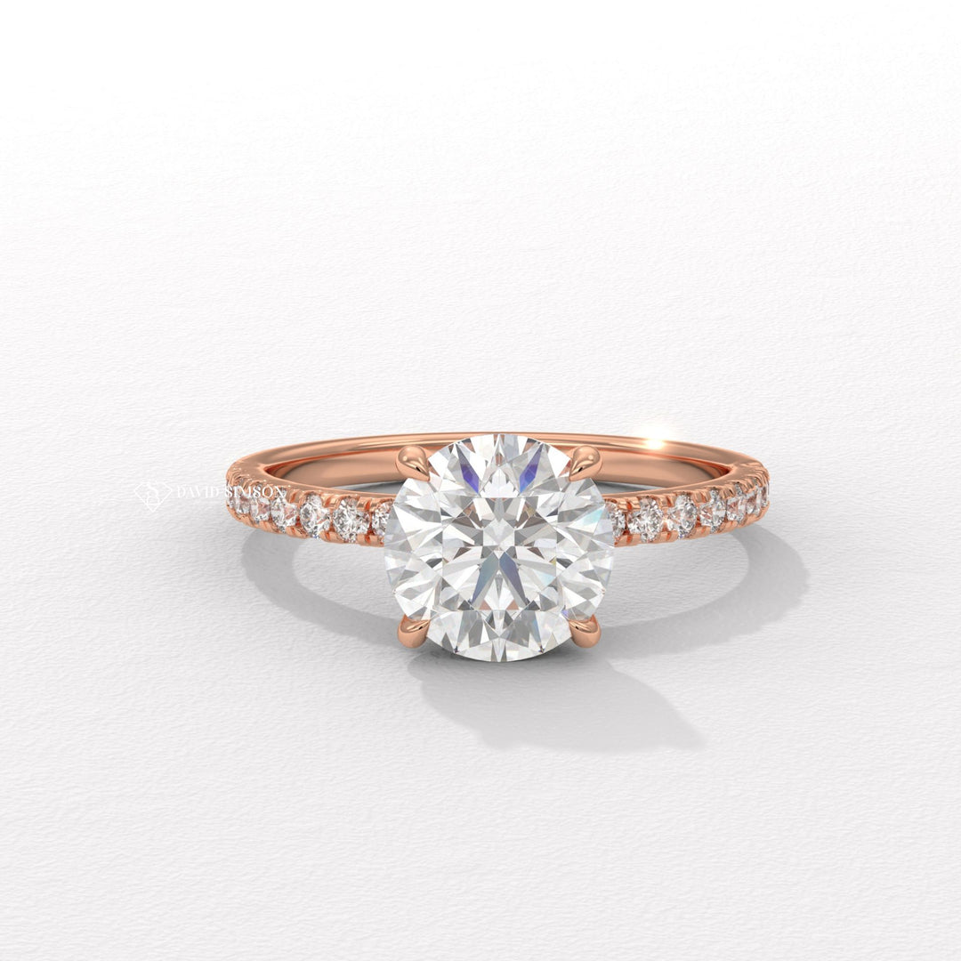 1.50CT-2.50CT Round Moissanite Pave Diamond Engagement Ring