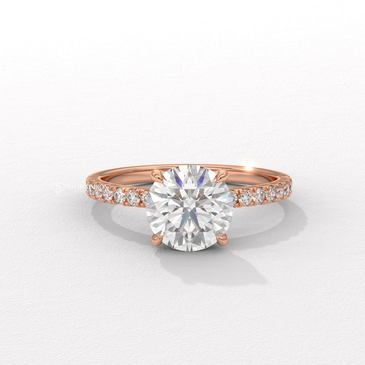 1.50CT-2.50CT Round Moissanite Pave Diamond Engagement Ring