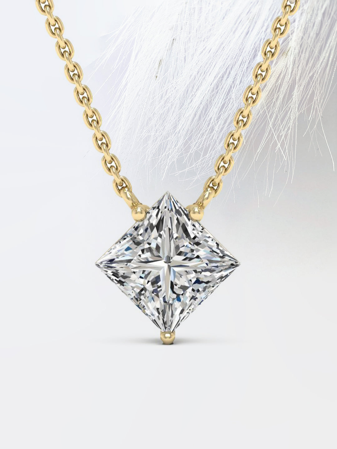 Princess Cut Moissanite Diamond Solitaire Pendant Necklace