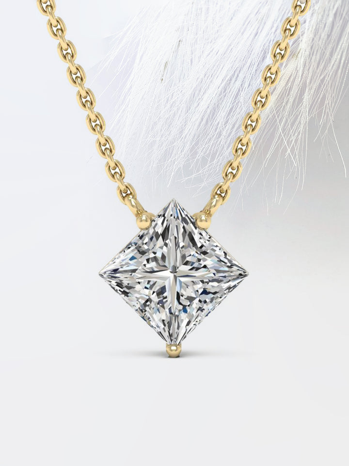 Princess Cut Moissanite Diamond Solitaire Pendant Necklace