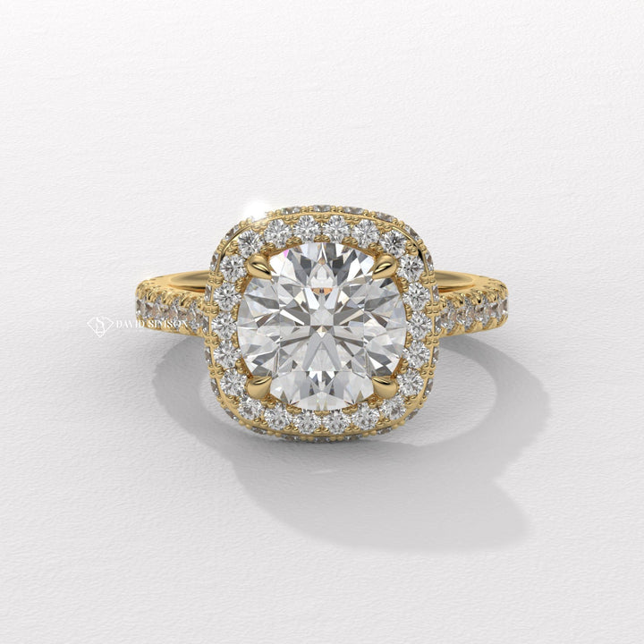 1.0CT-2.0CT Round Cut Moissanite Diamond Double Halo Engagement Ring