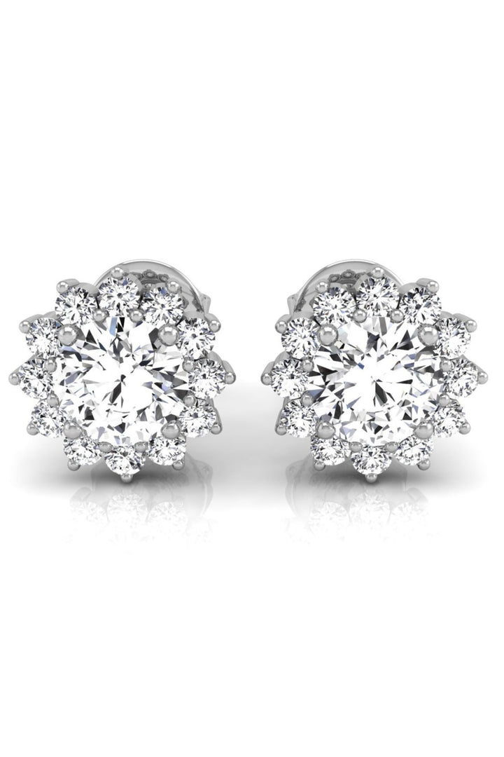 Round Cut Halo Moissanite Diamond Stud Earrings for Women