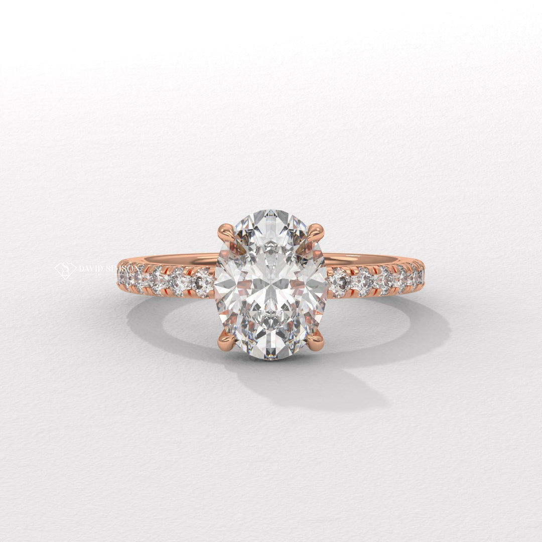 3.0CT-4.0CT Oval Moissanite Hidden Halo Diamond Engagement Ring