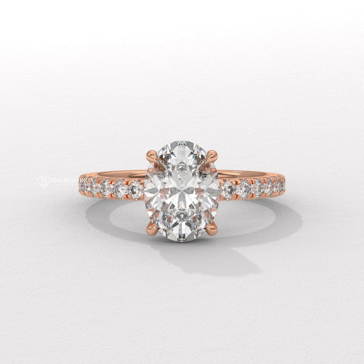 3.0CT-4.0CT Oval Moissanite Hidden Halo Diamond Engagement Ring