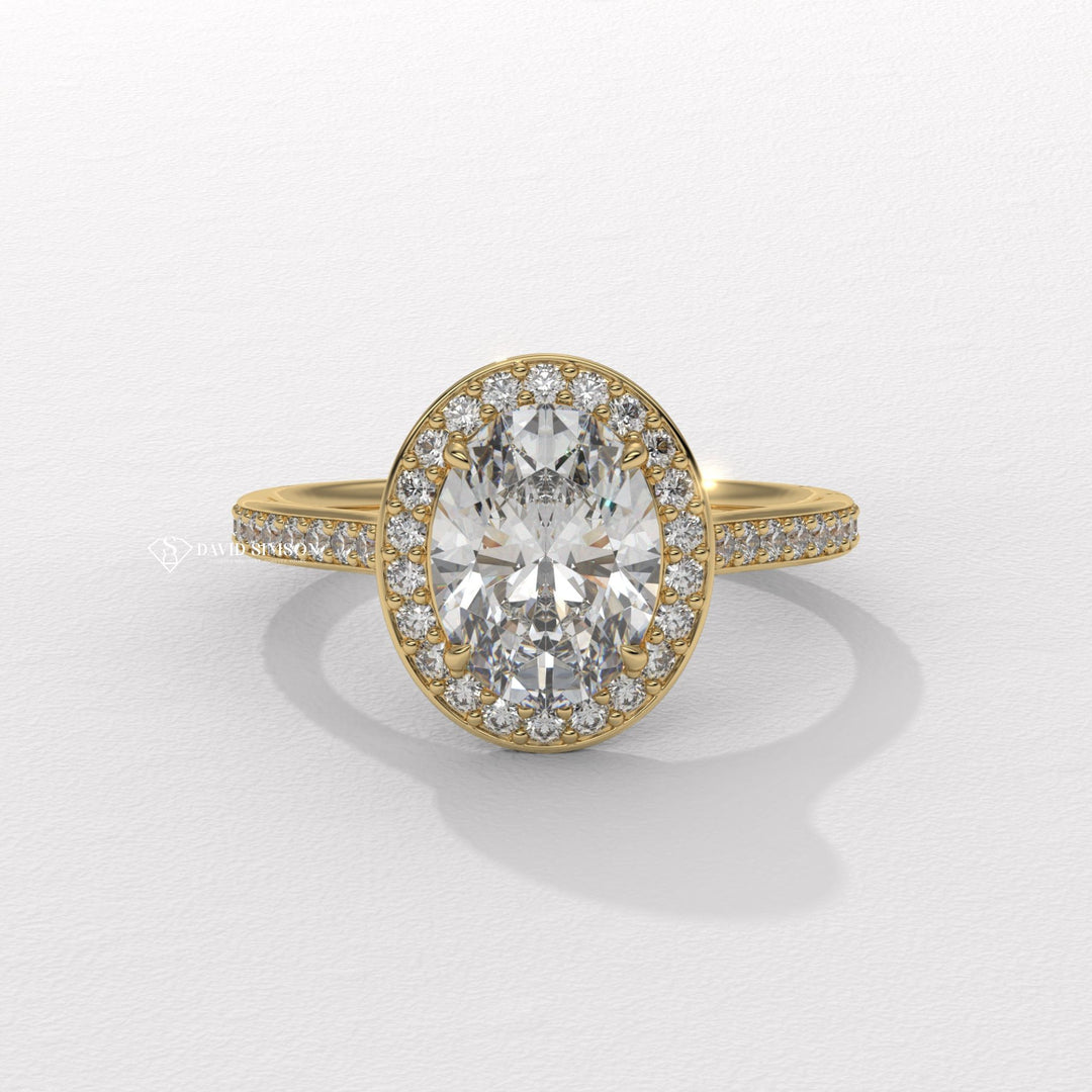 Oval halo engagement ring, 