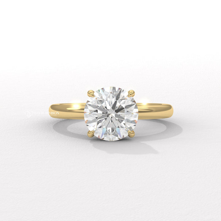 2.50CT-3.50CT Round Moissanite Solitaire Diomond Hidden Halo Engagement Ring
