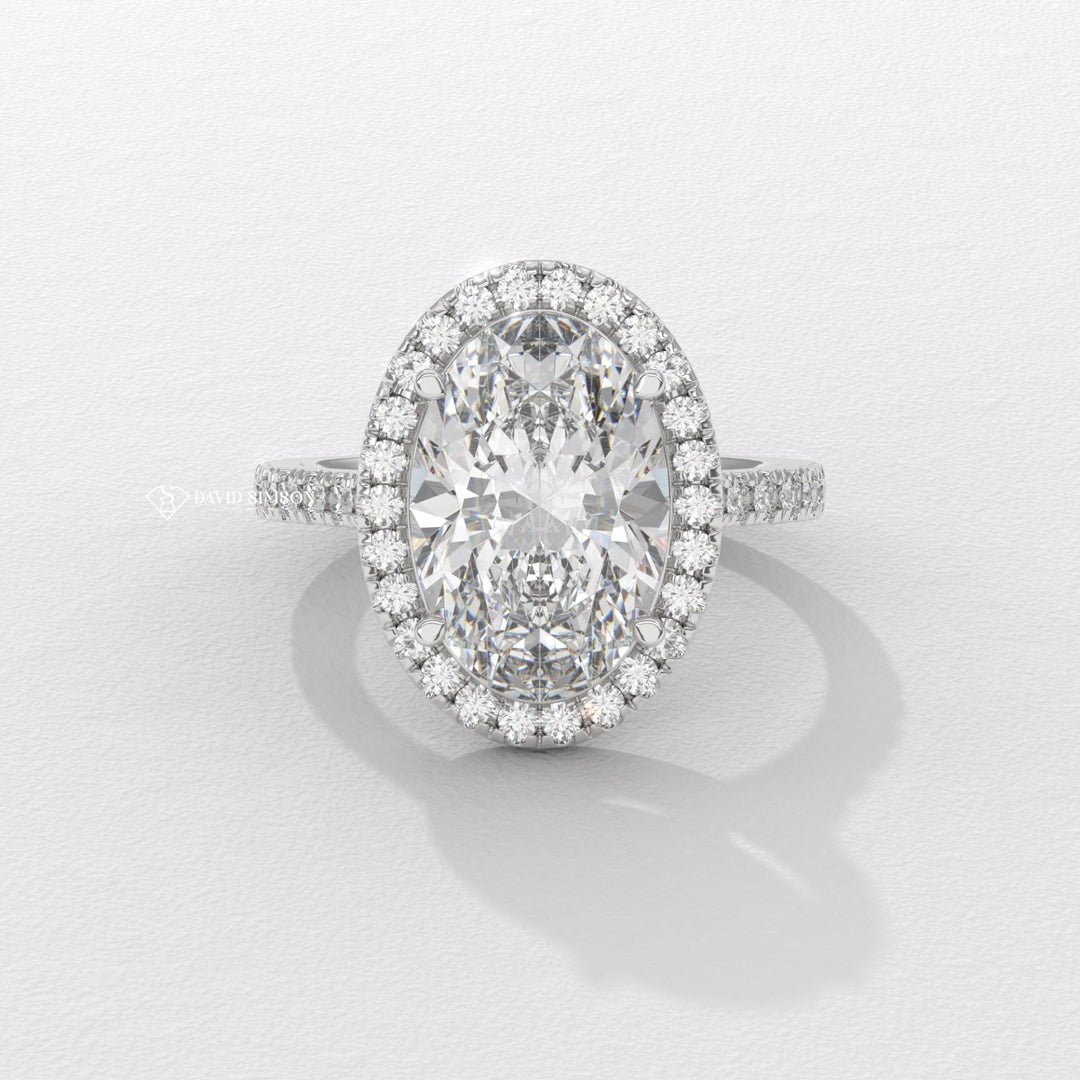 2.0CT-3.0CT Oval Halo Moissanite Diamond Engagement Ring