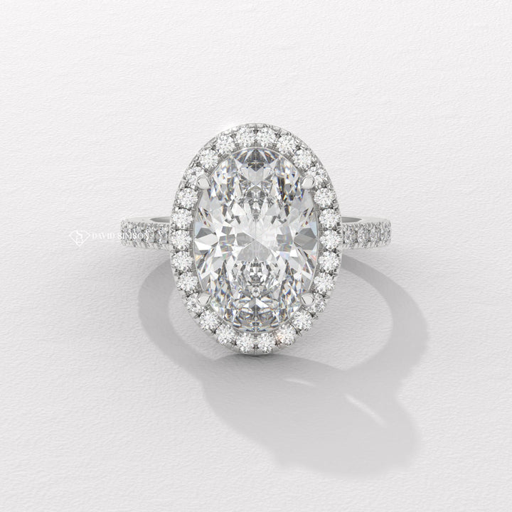 2.0CT-3.0CT Oval Halo Moissanite Diamond Engagement Ring