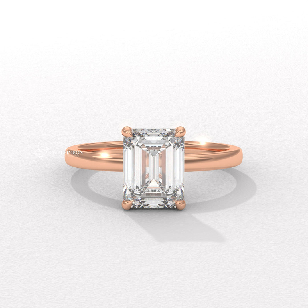 1.50CT-2.50CT Emerald Solitaire Moissanite Diamond Engagement Ring