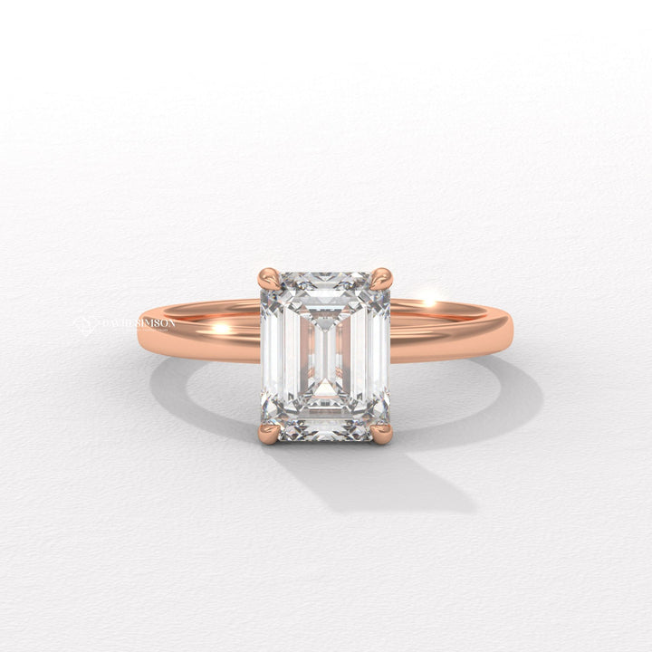 1.50CT-2.50CT Emerald Solitaire Moissanite Diamond Engagement Ring