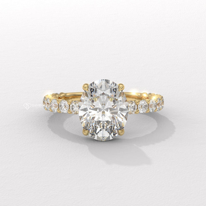 1.50CT-2.50CT Oval Moissanite Diamond Pave Engagement Ring