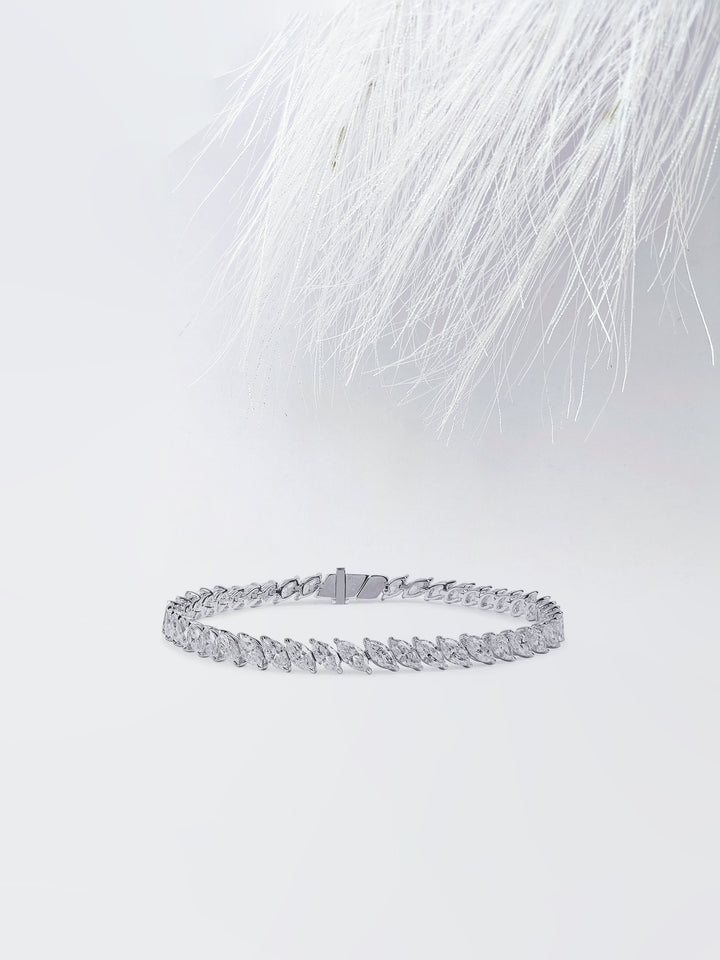 Marquise Cut Moissanite Diamond Tennis Bracelet in White Gold