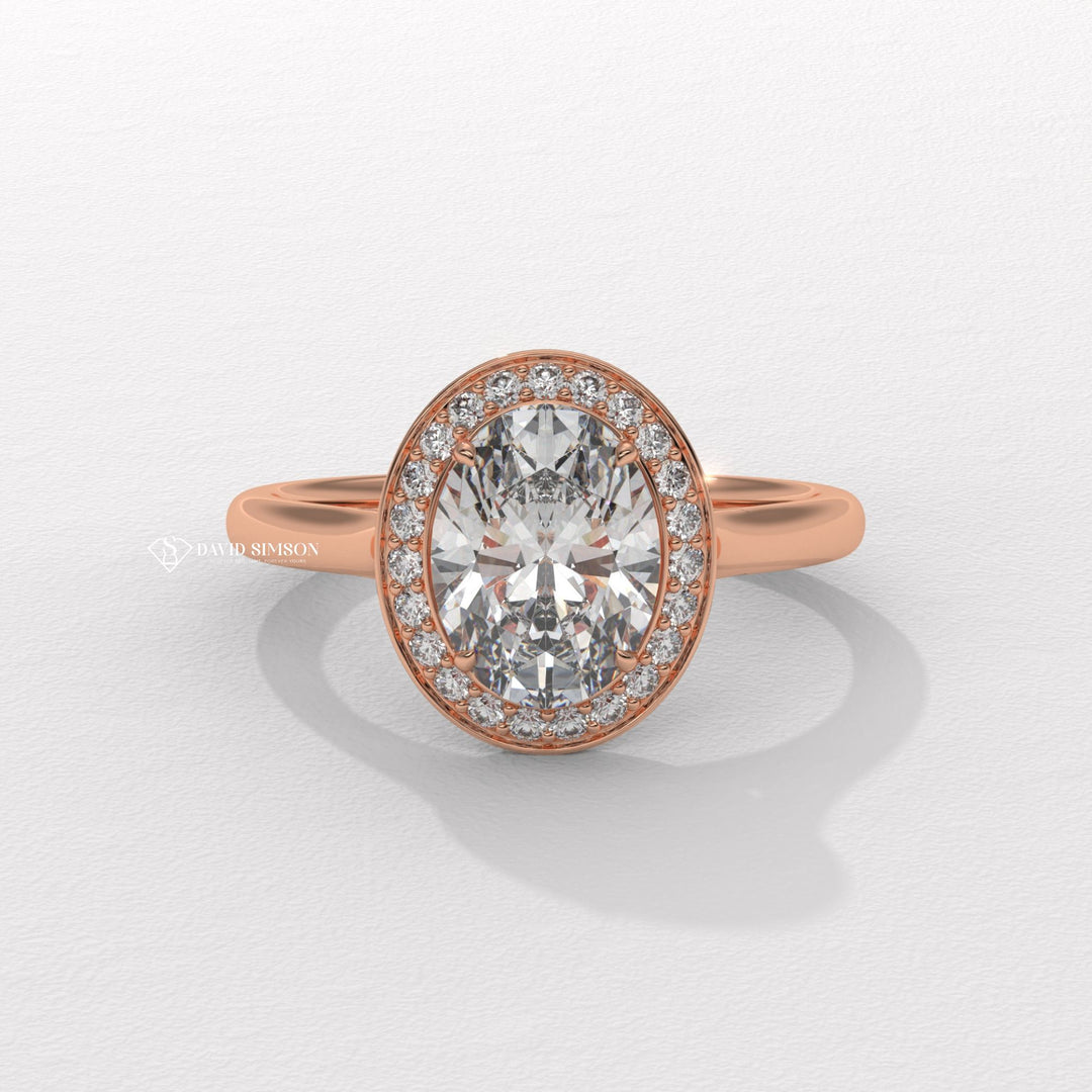 1.50CT-2.50CT Oval Cut Moissanite Channel Set Halo Diamond Engagement Ring