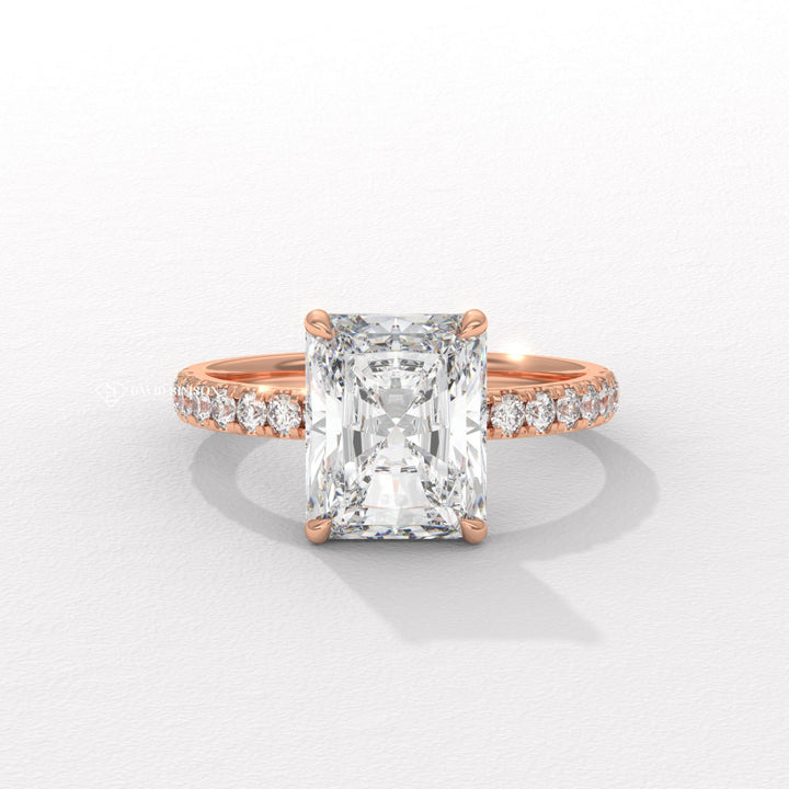 2.50CT-3.50CT Radiant Diamond Hidden Halo & pave Engagement Ring