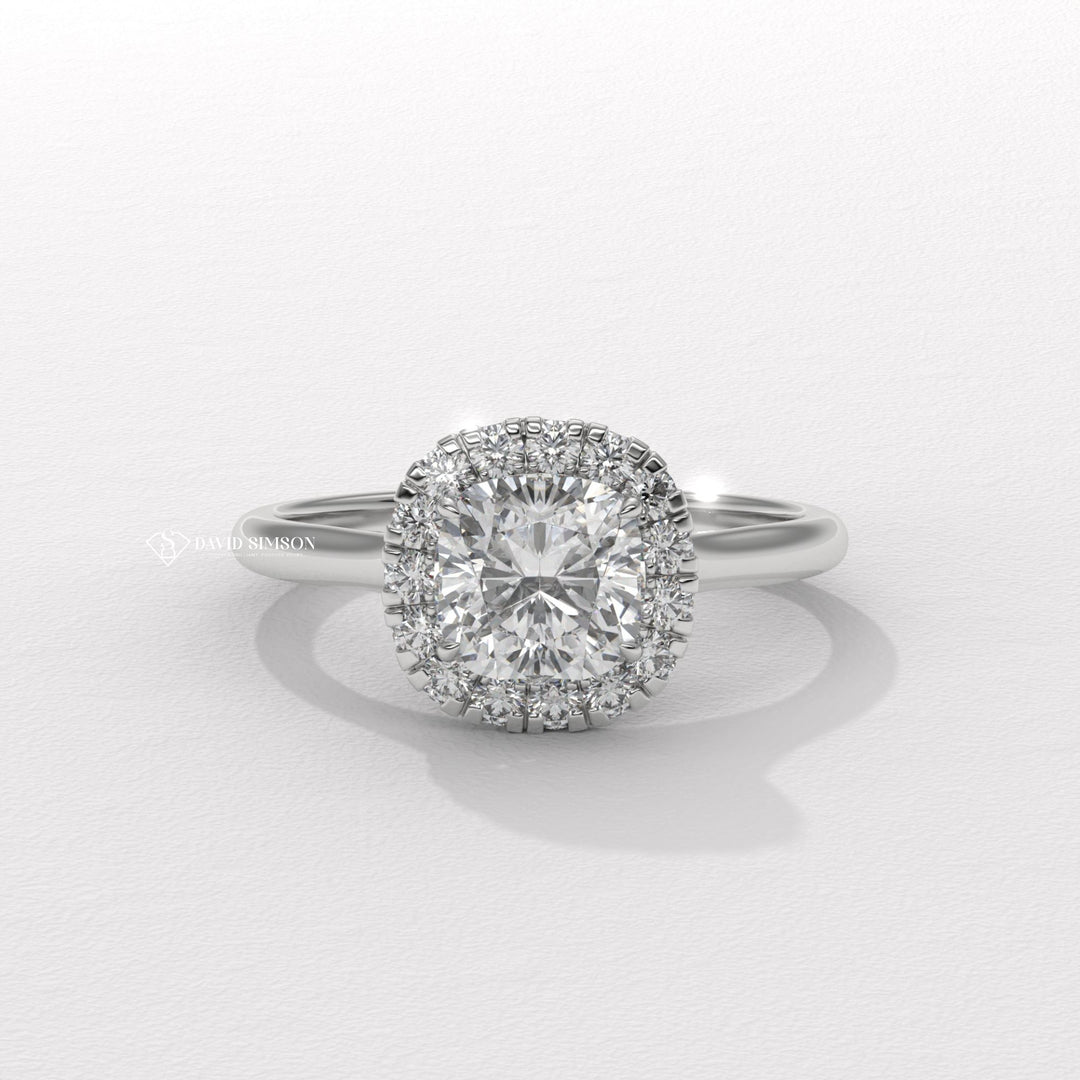 1.0CT-2.0CT Cushion Cut Moissanite Halo Diamond Solitaire Engagement Ring