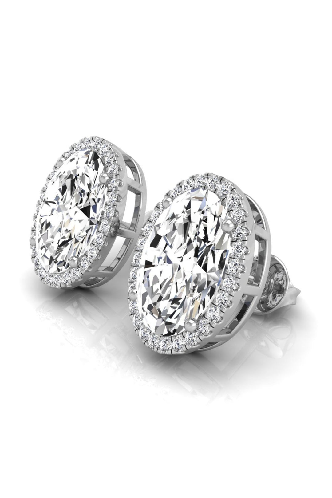 Oval Cut Halo Diamond Moissanite Stud Earrings for Women