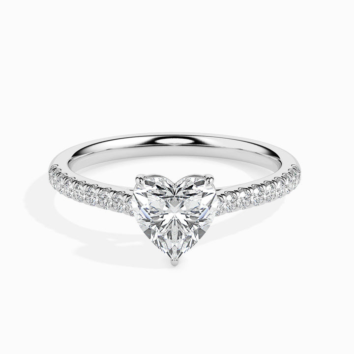 1ct Heart F- VS Lab Grown Diamond Pave Engagement Ring